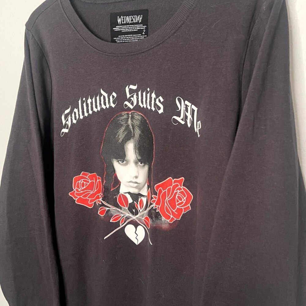 Torrid Gray Addams Family Wednesday Cozy Fleece Crew Neck Pullover Sweater 2 2X - Picture 3 of 6